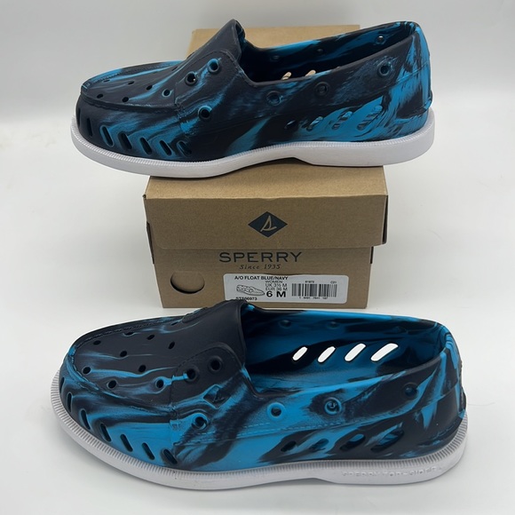 Summer Sperry A/O Float Boat Blue Navy Wave Pattern Womens Size 6 Medium NWT 🌊 - Picture 2 of 6